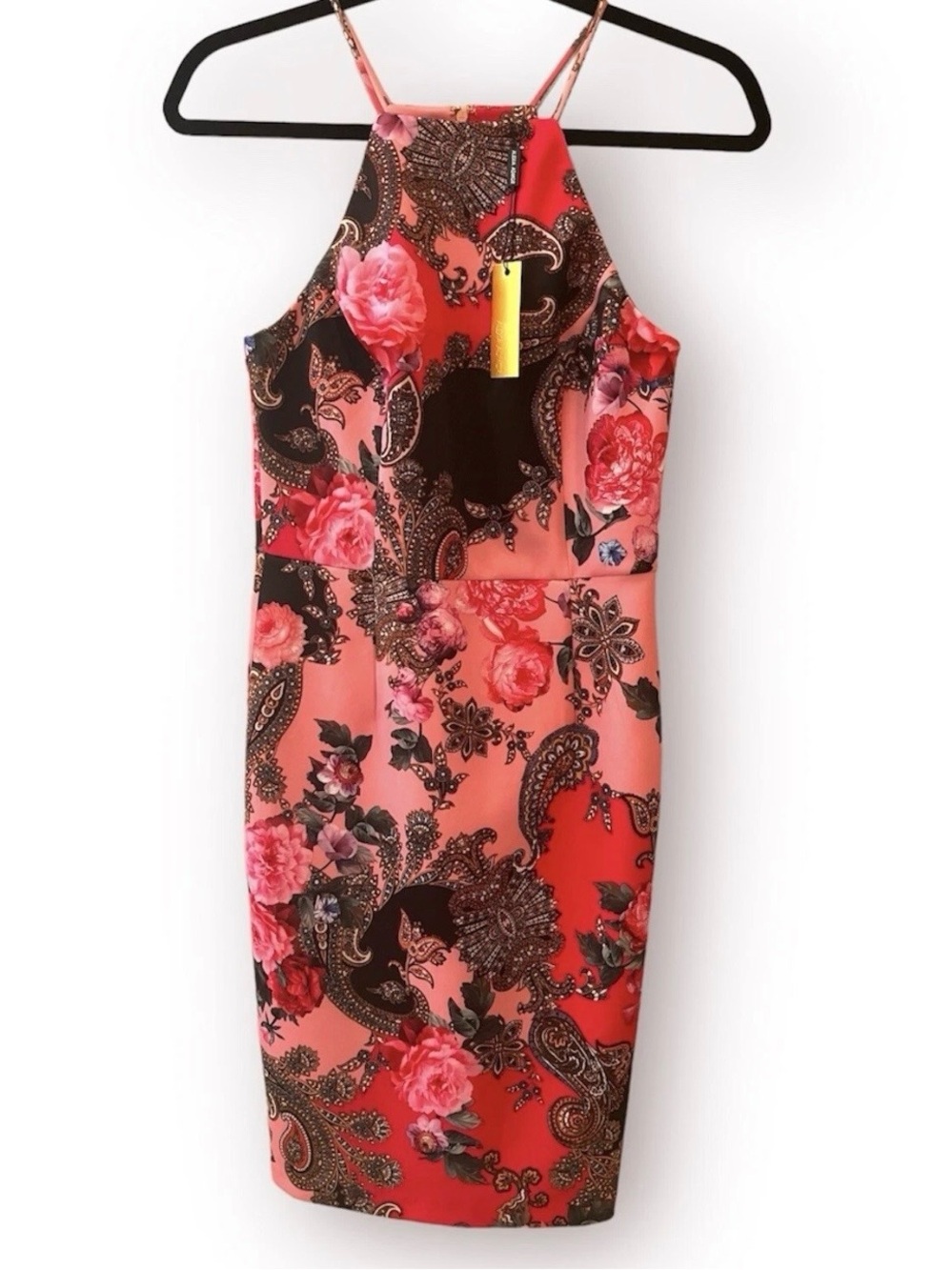 NWT Alexia Admor Scuba Sheath Dress Floral Pink S Roses Paisley Romantic Girly